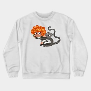 girl and cat Crewneck Sweatshirt